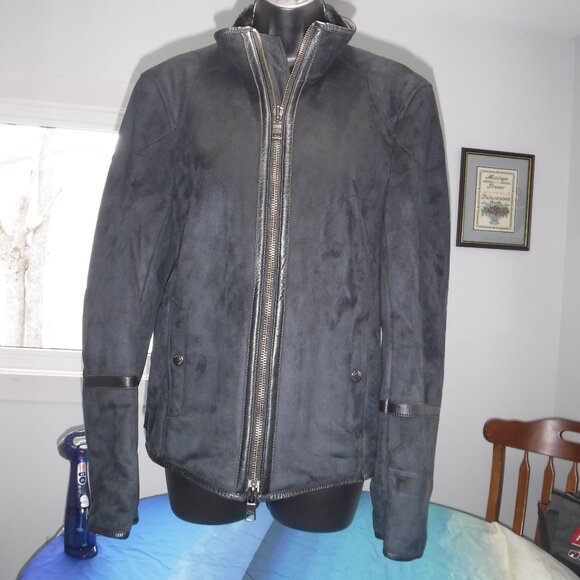 Armani Exchange Faux Suede Moto Jacket  in black size small - Picture 3 of 12